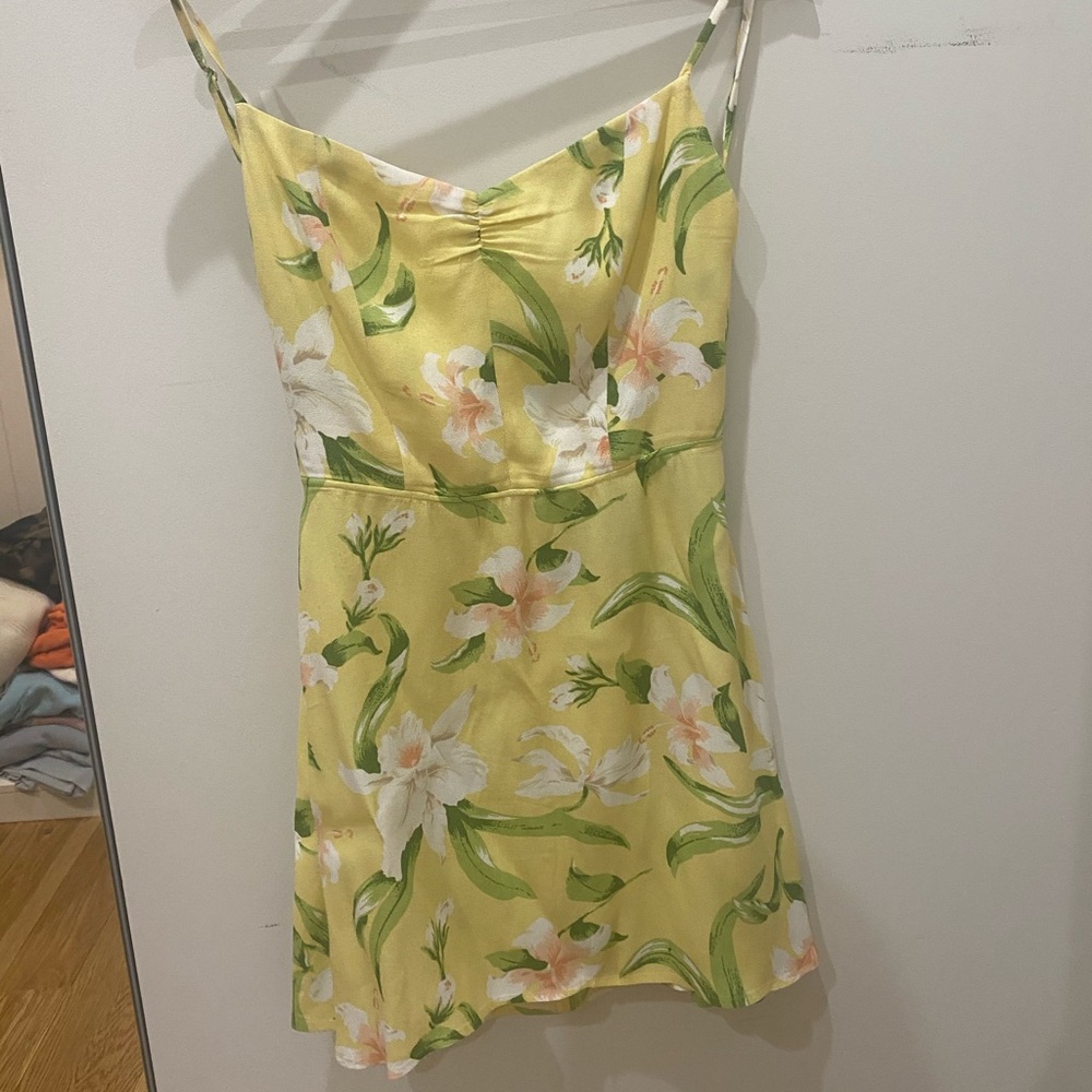 Reformation yellow floral sun dress